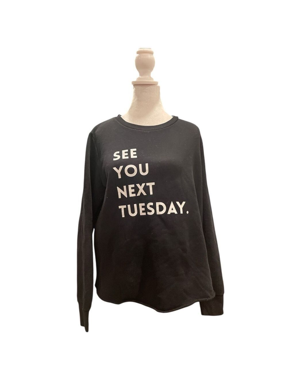 State of Grace M Indigo Black Graphic Sweatshirt “See You Next Tuesday”